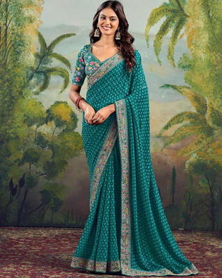 Tasrika Printed Bollywood Georgette Saree(Light Blue)