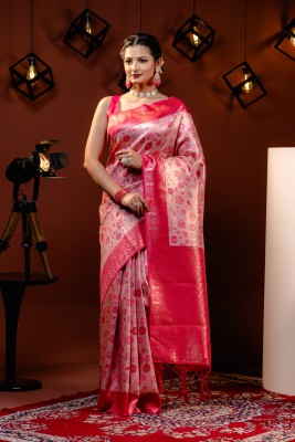 MIMOSA Woven Kanjivaram Art Silk Saree(Pink)