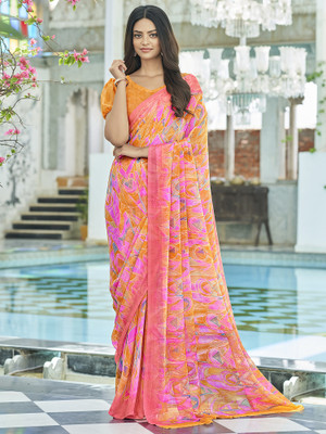 Sareemall Printed Daily Wear Chiffon Saree(Pink)