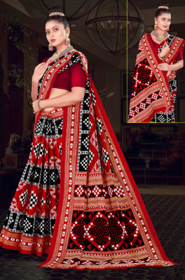 Odissi Fashion Temple Border Sambalpuri Pure Cotton Saree(Red)