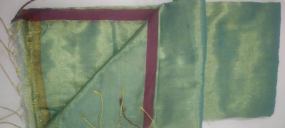 BiswasTextiles Self Design Tant Pure Cotton Saree(Light Green)