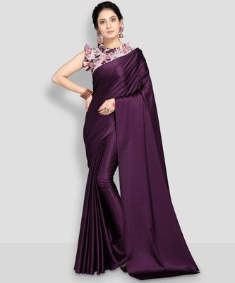 ANANT DESIGNER STUDIO Solid/Plain Bollywood Satin Saree(Purple)