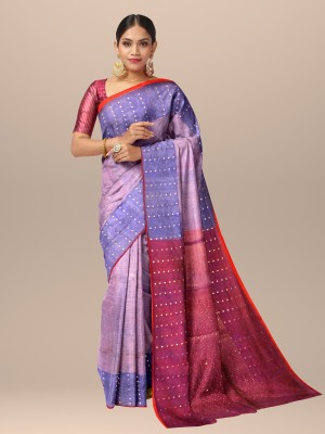 Sarika Woven Daily Wear Cotton Blend Saree(Blue)