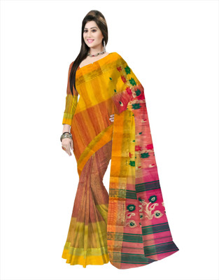 Pradip Fabrics Self Design Bollywood Silk Blend Saree(Red, Yellow)