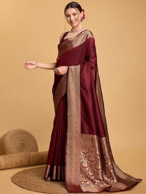 Avaki Self Design Bollywood Jacquard Saree(Maroon)