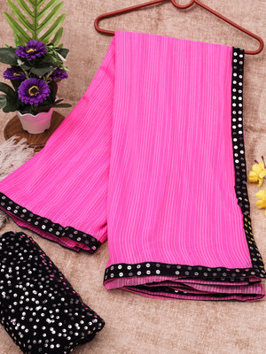 RENSILAFAB Self Design Bollywood Georgette Saree(Pink)
