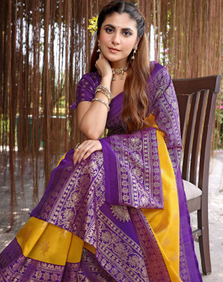YASHIKA Woven Kanjivaram Art Silk Saree(Purple)