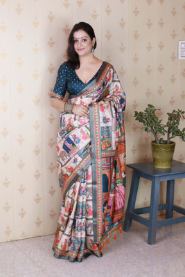 FASHION STROM Woven Bollywood Silk Blend Saree(Light Blue)