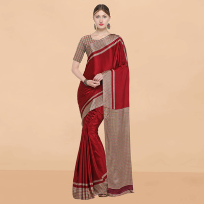 Dori Printed Daily Wear Crepe, Silk Blend Saree(Maroon)