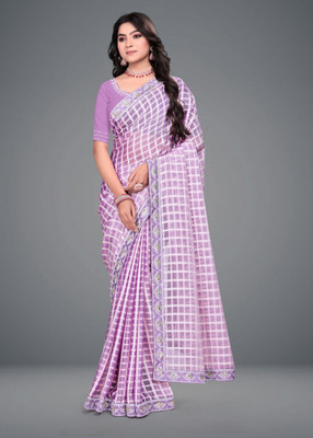 MAN PRIYA TRENDZ Printed Bollywood Georgette Saree(Purple)