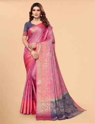 Gajal Woven Kanjivaram Art Silk, Pure Silk Saree(Pink)