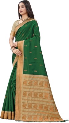 BROYAAR SHOP Woven Bollywood Silk Blend Saree(Green)