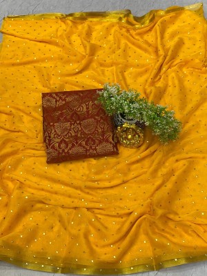 ABRUZZO Embellished Daily Wear Chiffon Saree(Yellow)