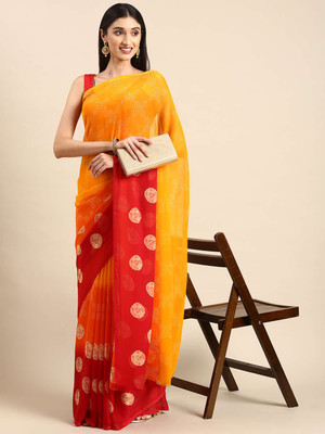 Aishwarya Printed Daily Wear Chiffon Saree(Orange)