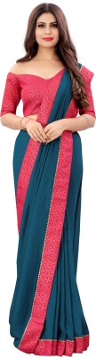 LIMTD Dyed, Solid/Plain, Self Design Bollywood Cotton Silk Saree(Blue, Pink)