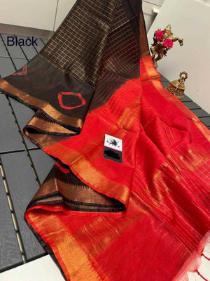 govind handloom Printed Maheshwari Silk Blend Saree(Red)