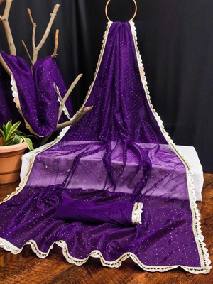 winsaree Self Design Bollywood Supernet Saree(Purple)