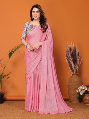 APERA Striped Bollywood Satin Saree(Multicolor)