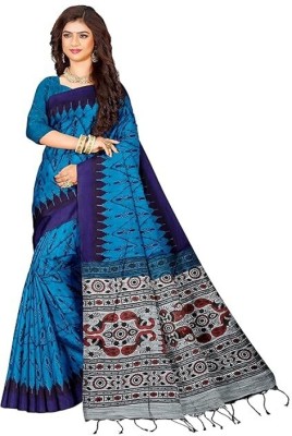 Dixon Printed, Self Design, Solid/Plain, Woven Sambalpuri Pure Cotton Saree(Blue)