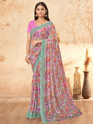 Tasrika Printed Chinnalapattu Georgette Saree(Purple)