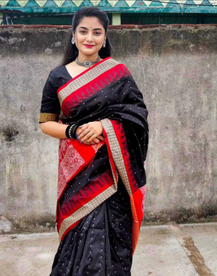 Anabiya collection Woven Sambalpuri Pure Silk Saree(Blue)