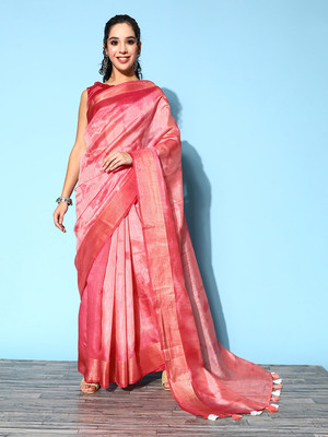 Tasrika Printed Bollywood Cotton Silk Saree(Pink)