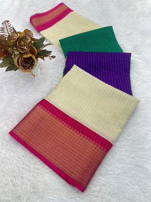 Apnisha Color Block Bollywood Silk Blend Saree(Multicolor)