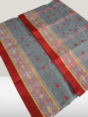 Dutta Self Design Tant Pure Cotton Saree(Multicolor)