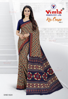 Vimla Printed Daily Wear Crepe Saree(Blue)