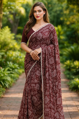 Samai Printed Daily Wear Georgette Saree(Maroon)