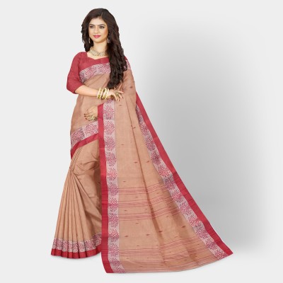 Mayabi Woven Tant Pure Cotton Saree(Beige)