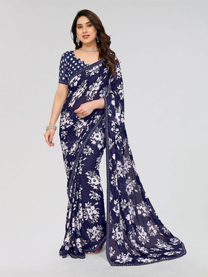 Moda Rapido Printed Bollywood Georgette Saree(Blue)