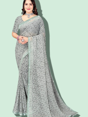 Yamidesigner Digital Print Bollywood Georgette Saree(Grey)
