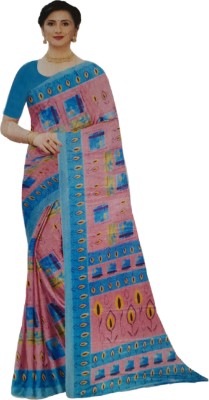 RADHIKAA FASHIONS Printed Banarasi Silk Blend Saree(Light Blue)