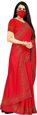pUNYATHA CREATION Self Design, Solid/Plain Bollywood Art Silk Saree(Red)