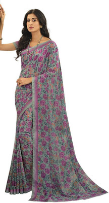 ROOP SUNDARI SAREES Printed Bollywood Georgette, Chiffon Saree(Grey)