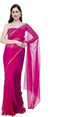 SainiVastra Solid/Plain Daily Wear Chiffon Saree(Pink)