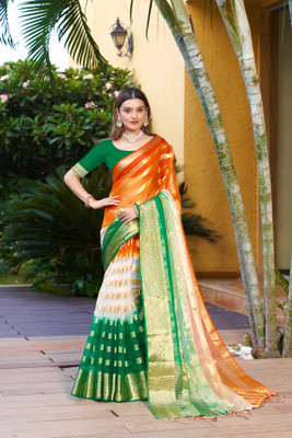 Aarunika SST Solid/Plain Bollywood Organza Saree(Orange)