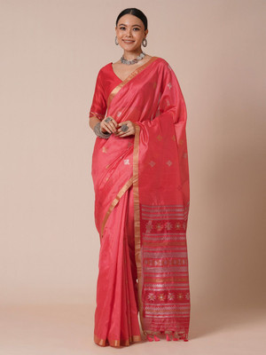 ANOUK Woven Banarasi Silk Blend Saree(Pink)
