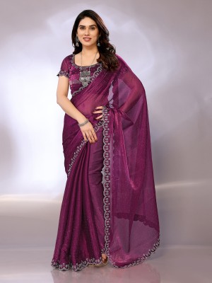 Tasrika Embellished Bollywood Chiffon Saree(Purple, Multicolor)