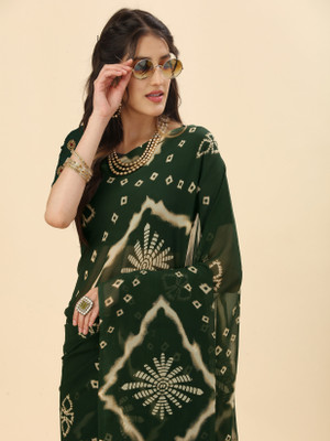 Tasrika Printed Chanderi Georgette Saree(Black)