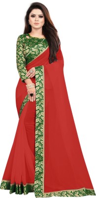 Maruti Creation Woven Bollywood Georgette Saree(Red)