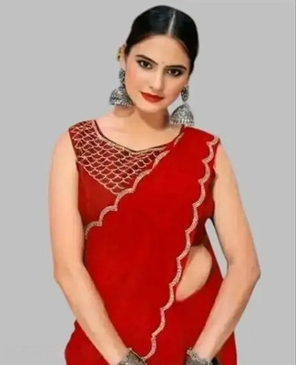 HIFLI Self Design Banarasi Chiffon Saree(Red)