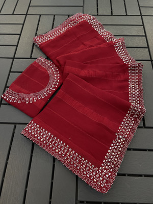 ISHWA CREATION Embellished Bollywood Georgette Saree(Maroon)