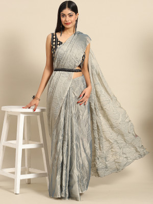 Sareemall Solid/Plain Bollywood Georgette Saree(Grey)