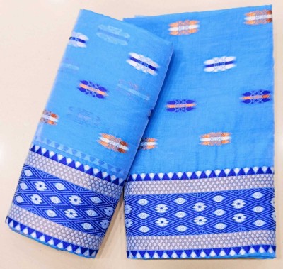 agarwal silk Woven Mekhela Chador Cotton Blend Saree(Light Blue)