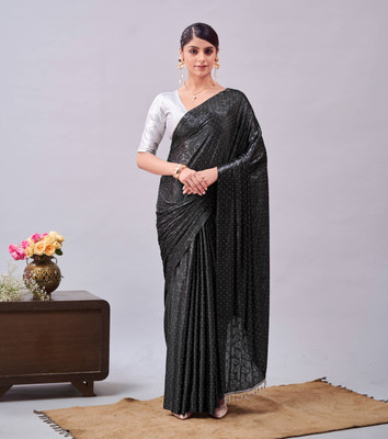 DIVYASHAKTI FASHION Embellished Bollywood Lycra Blend Saree(Black)