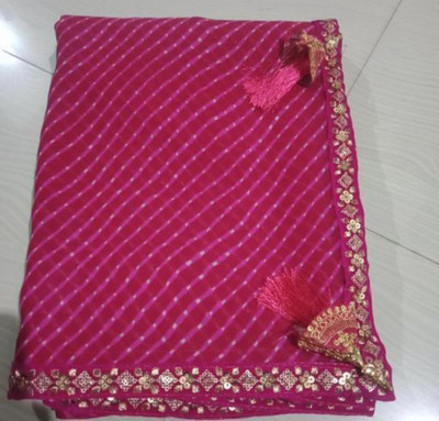 harshit designer Printed Leheria Georgette Saree(Pink)