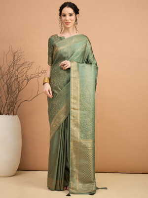 Divastri Woven Banarasi Silk Blend Saree(Light Green)