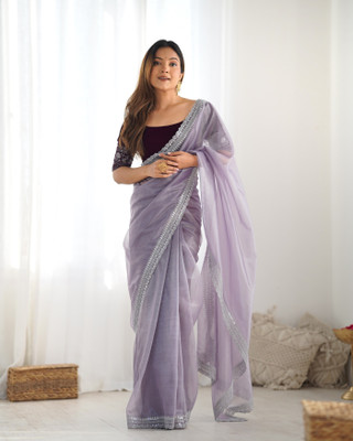Divastri Embroidered Bollywood Net Saree(Purple)